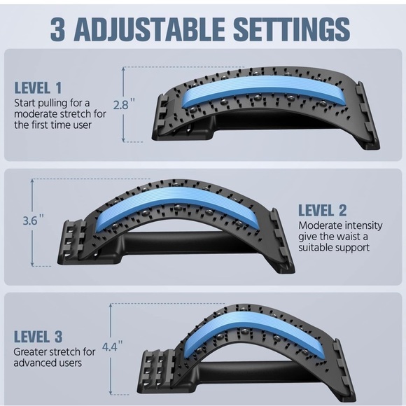 Back Stretcher, Multi-Level Back Stretcher, Upper and Lower Back Pain Relief Dev - Picture 3 of 8